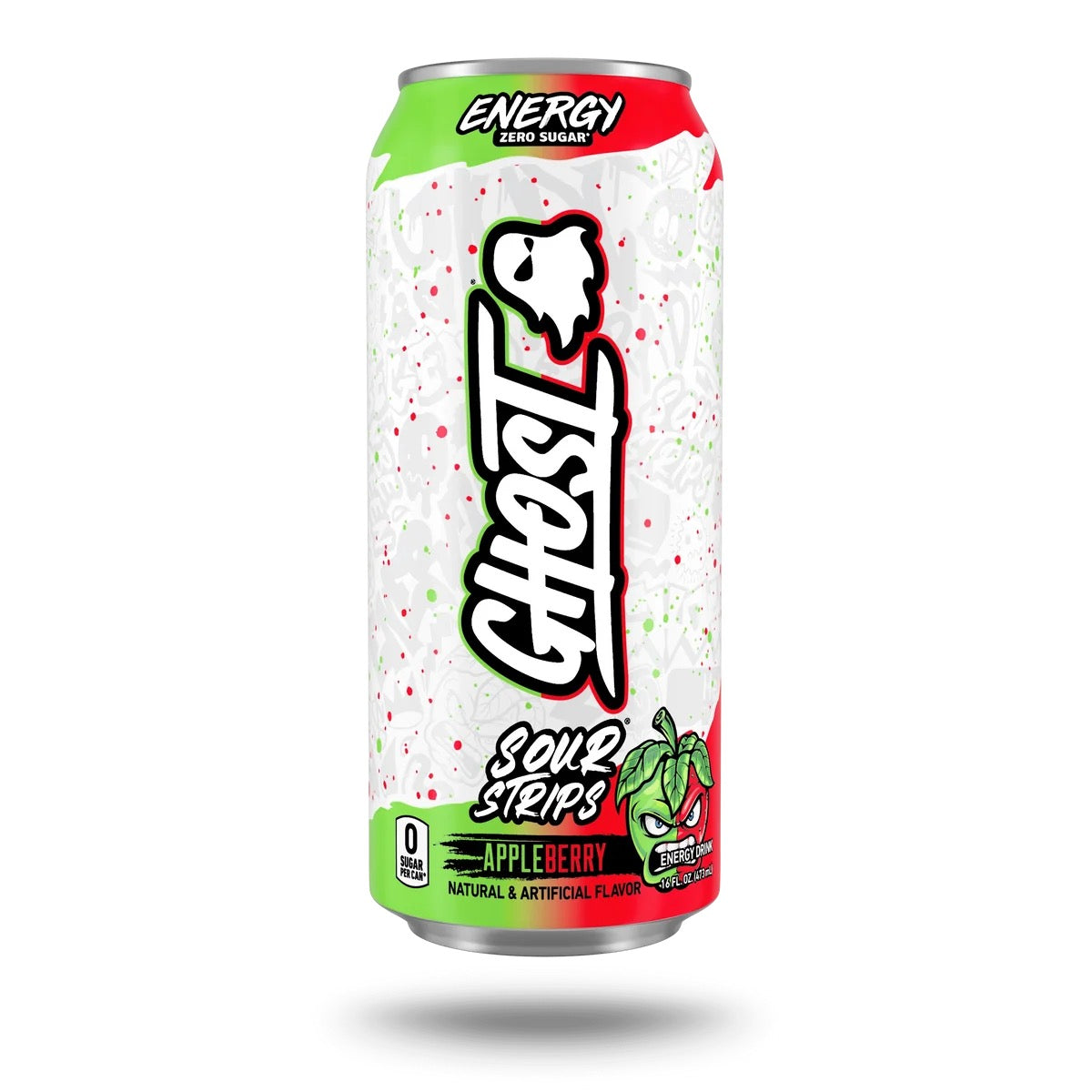 GHOST Energy Sour Strips Apple Berry Zero Sugar Energy Drink – 16 fl oz Single Can
