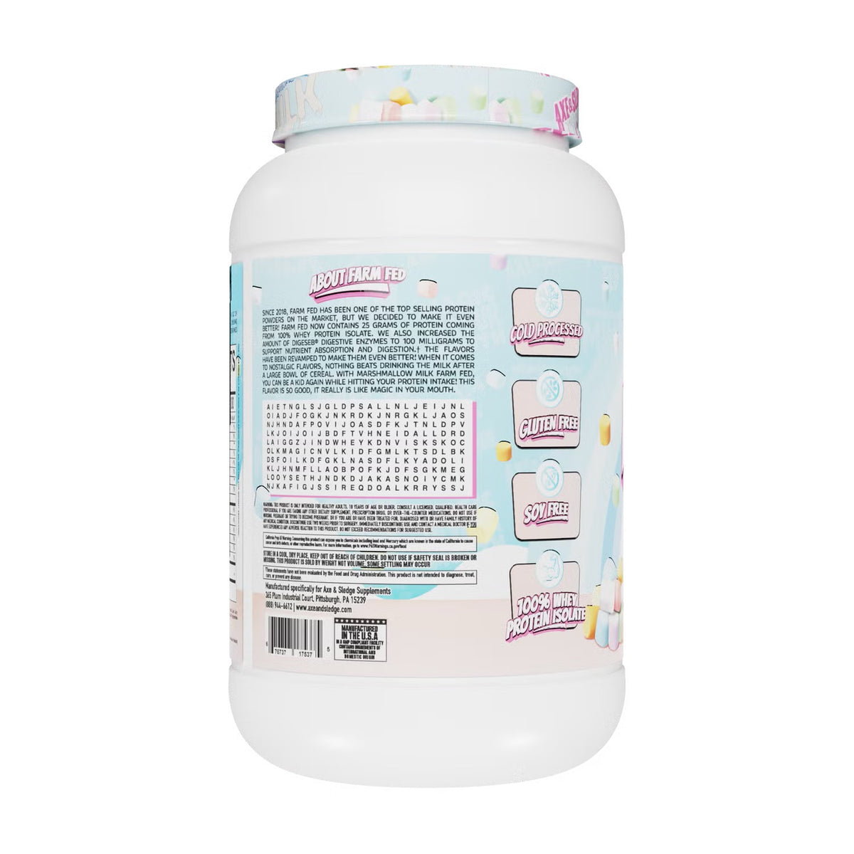 Axe & Sledge Farm Fed Protein Powder – Marshmallow Milk, 25g Protein