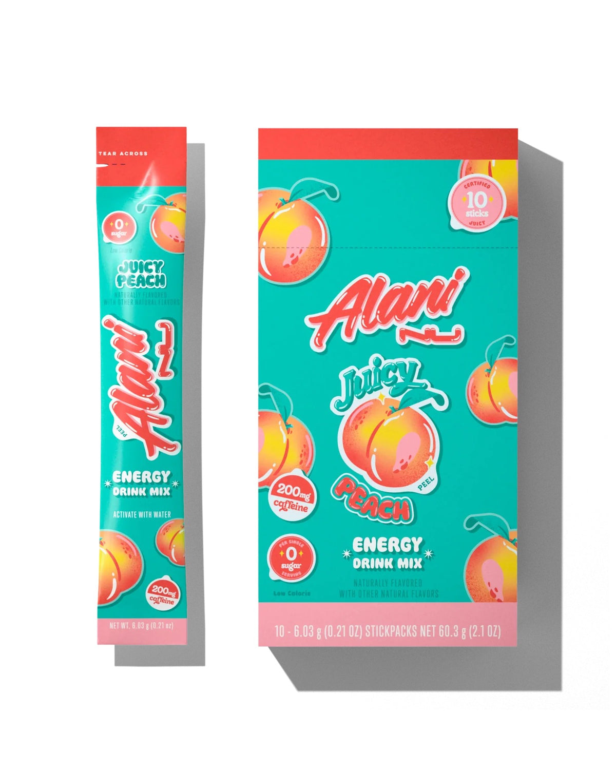 Alani Nu Juicy Peach Energy Drink Mix, 10 Stick Packs