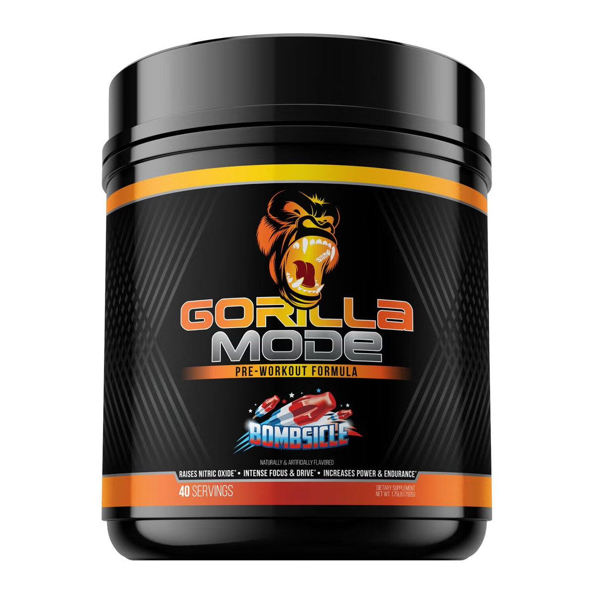 Gorilla Mode Nitric Pre-Workout – Candy Apple, Stim-Free, 40 Servings