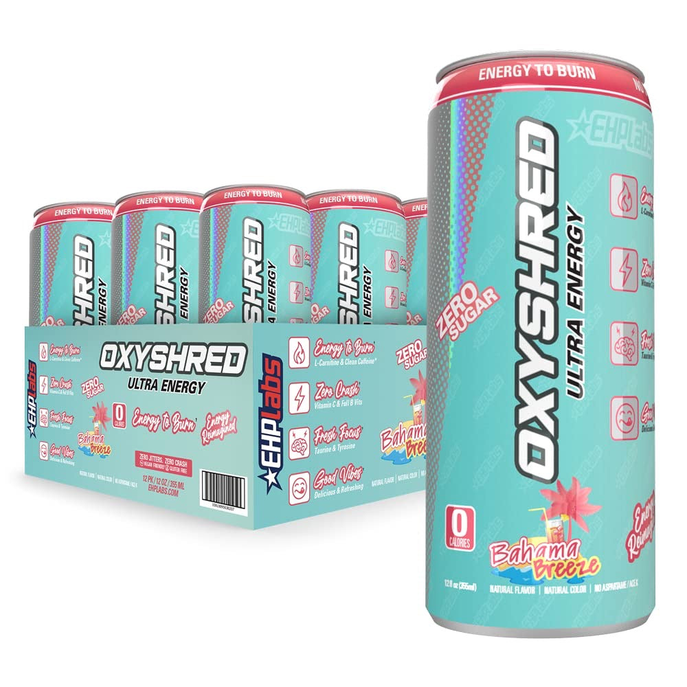 EHPlabs OxyShred Ultra Energy Drink Bahama Breeze Zero Sugar 12 oz Can