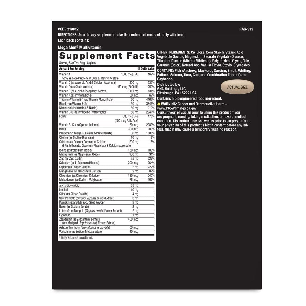 GNC Mega Men Performance & Vitality Vitapak Program – 30 Daily Packs