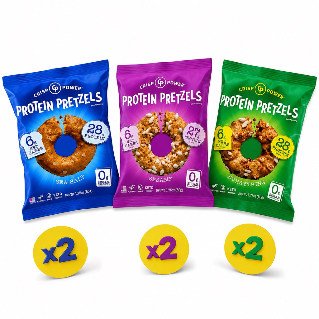 Crisp Power Protein Pretzels Variety Pack – 6 Bags