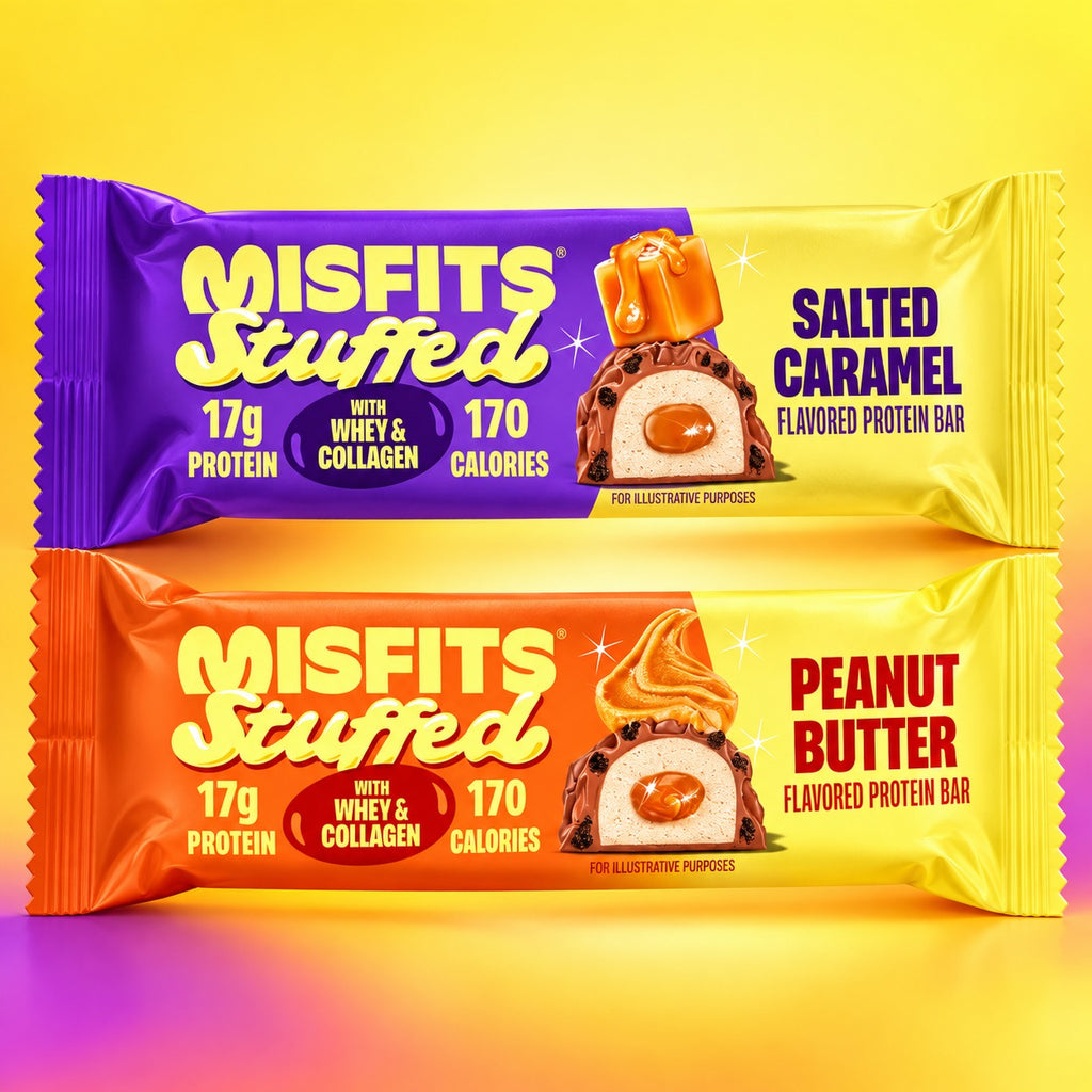 Misfits Stuffed Protein Bars Variety Pack, 14 Count, Salted Caramel & Peanut Butter